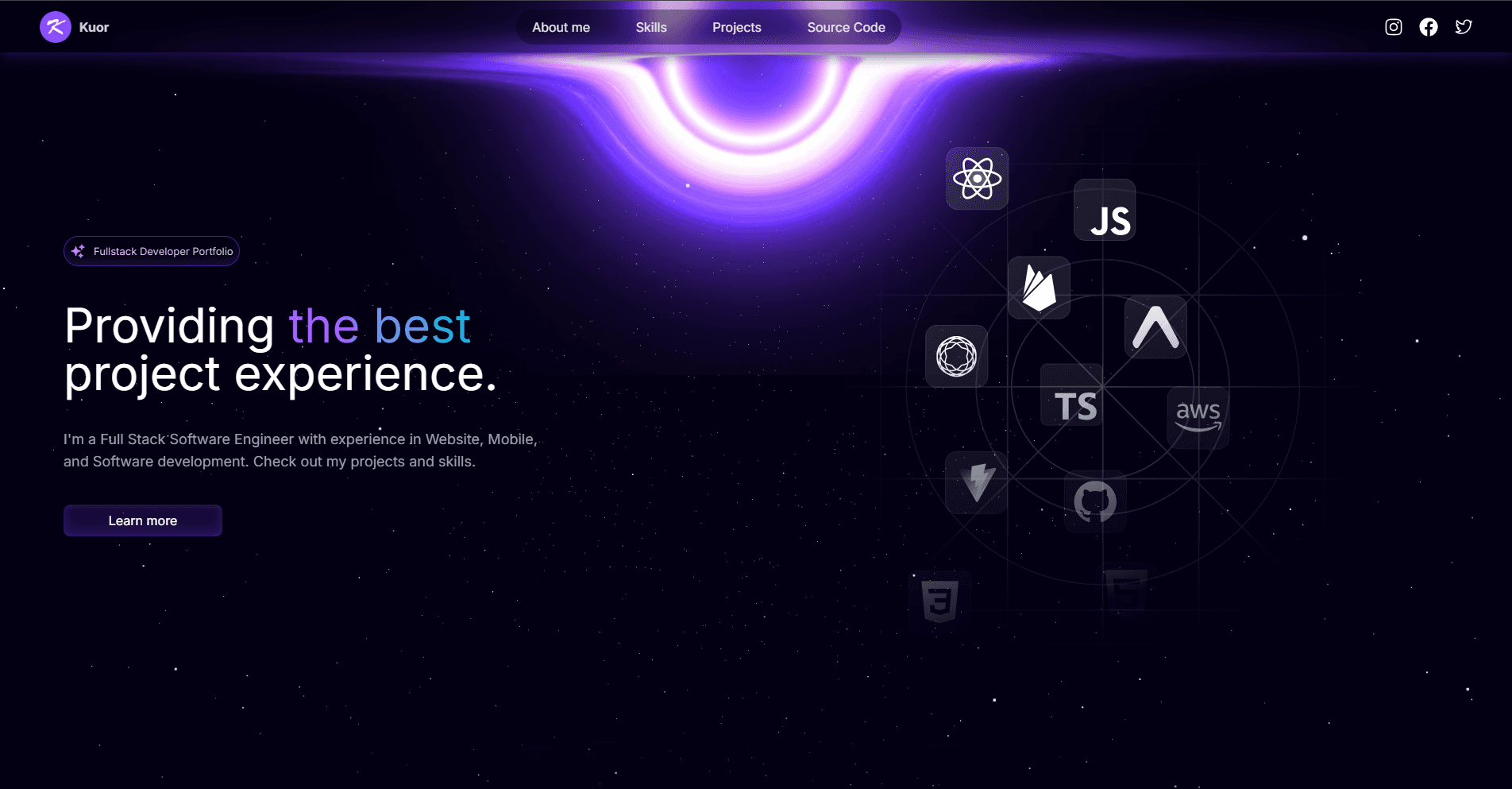 Portfolio website with Space Theme